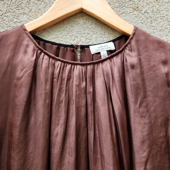 WILFRED Dress Women's Small Bronze Baby Doll Aritzia Lined Classic Luxury - Picture 5 of 12